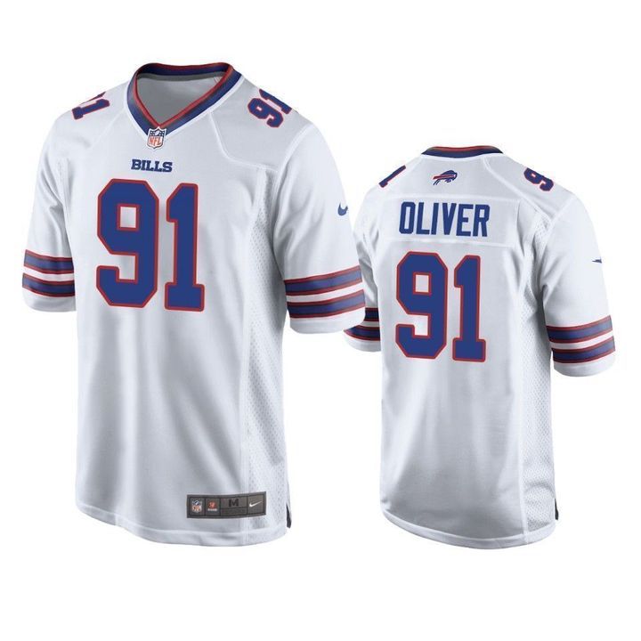 Men Buffalo Bills #91 Ed Oliver Nike White Game NFL Jersey